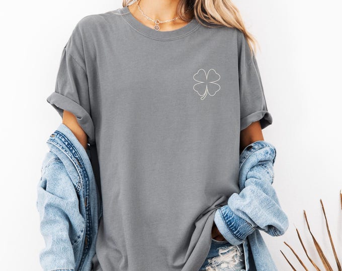 Comfort Colors® Minimalist Lucky Clover Tee – Pocket Print Shirt