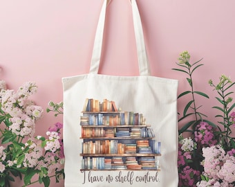 Bolsa de tela "No tengo control de estantería": un regalo divertido para los amantes de los libros