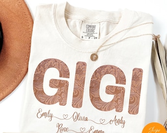 Personalized Gigi Shirt with Grandkids Names, Floral Mama T-Shirt, Mimi Gifts, Mother's Day Shirt, Custom Kids Names Grandma Shirt, Mimi Tee