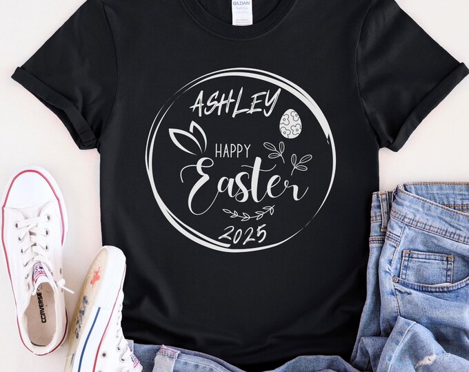 Unique Easter Shirt with Modern Black Circle Print - Custom Tee