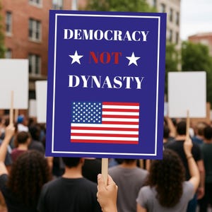 Democracia, no dinastía, resistencia anti-Trump, póster de activista político, pancarta de manifestación, póster de protesta contra el fascismo