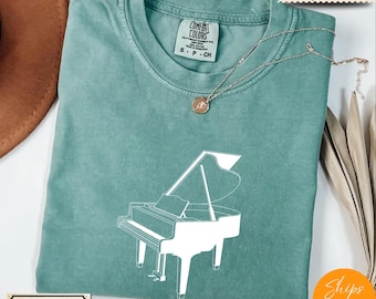 Comfort Colors® Musical Piano Sketch Tee - Music Lover Gift Shirt