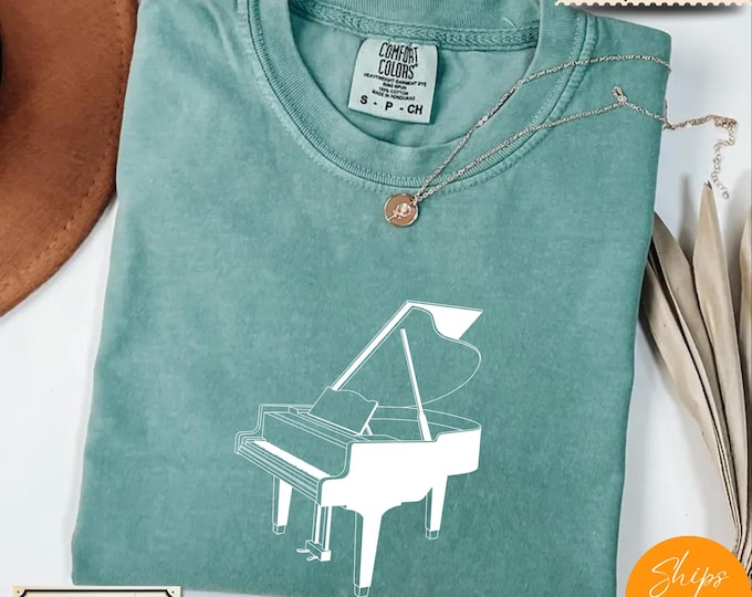 Comfort Colors® Musical Piano Sketch Tee - Music Lover Gift Shirt