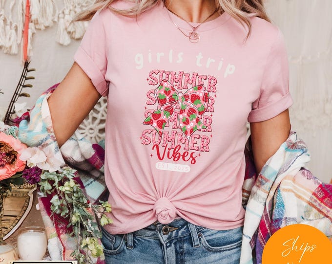 Girls Trip T-Shirt: Summer Vibes Bachelorette Beach Party Tee