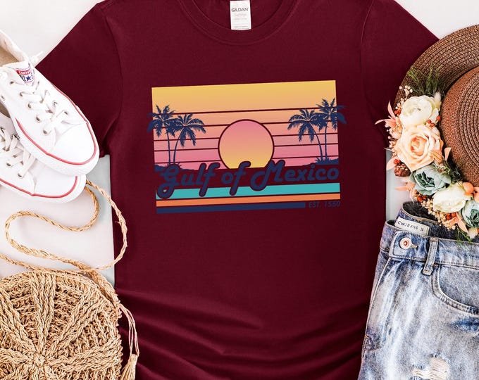 Vintage Style Gulf of Mexico Shirt - Coastal Beach Tee