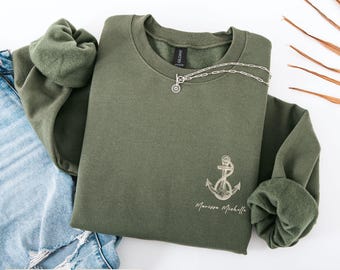 Custom Anchor Sweatshirt | Nautical Monogram Top | Personalized Boat Captain Gift