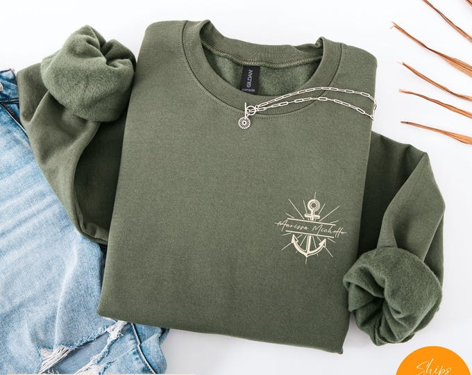 Custom Anchor Sweatshirt | Nautical Monogram Top | Personalized Boat Captain Gift