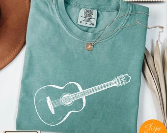 Comfort Colors® Minimalist Guitar Art Shirt - Unique Musician Gift
