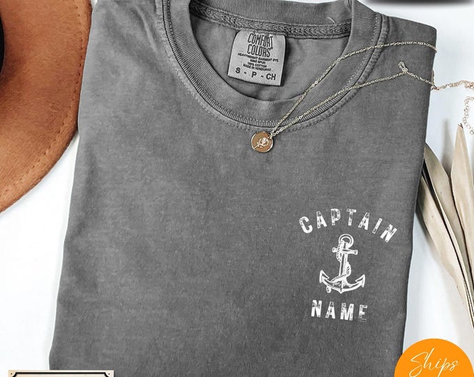 Comfort Colors® Custom Anchor T-Shirt | Nautical Monogram Shirt | Personalized Boat Captain Gift