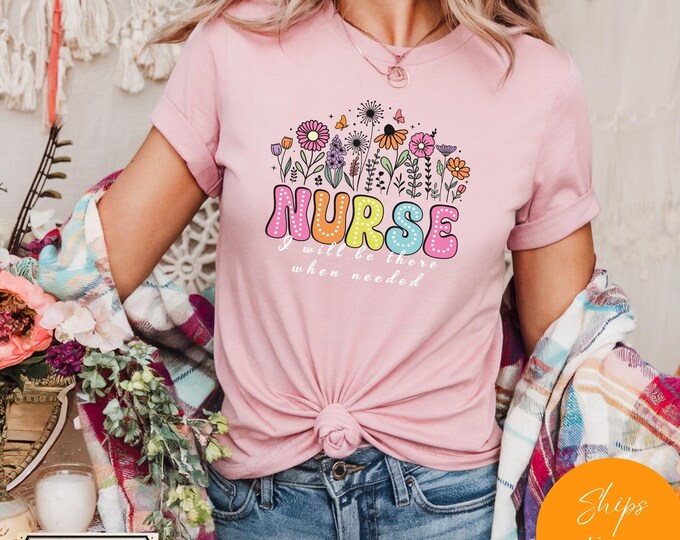 Custom Floral Nurse T-Shirt – Personalized RN Gift