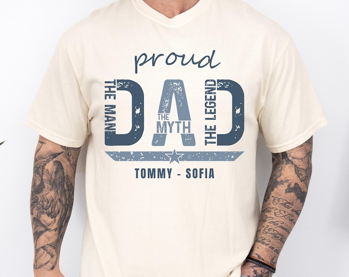 Comfort Colors® Proud Dad Shirt: Man Myth Legend USA Flag Tee