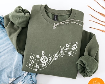 Musical Notes Sweatshirt, Music Lover Gift, Musician Apparel, Gifts for Music Lovers, Unisex Gifts,