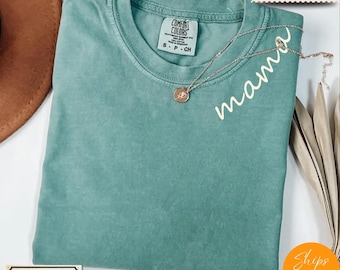 Comfort Colors® Floral Mama T-Shirt: Personalized Grandkids Names, Grandma Gift