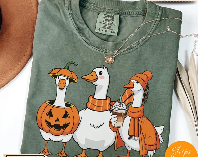 Comfort Colors® Halloween Shirt, Goose Shirt, Halloween Ghost Shirt, Silly Goose Shirt, Fall Shirt, Spooky Shirt, Pumpkin Costume Shirt