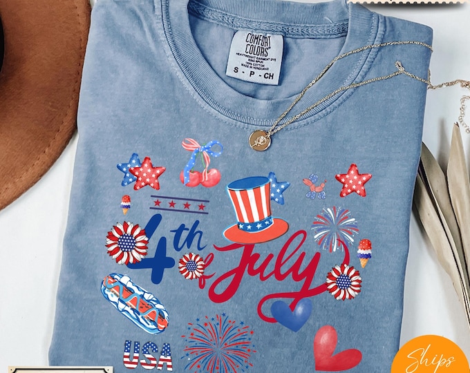 Comfort Colors® Vintage Collage 4th of July Shirt – Retro Patriotic Graphic Tee