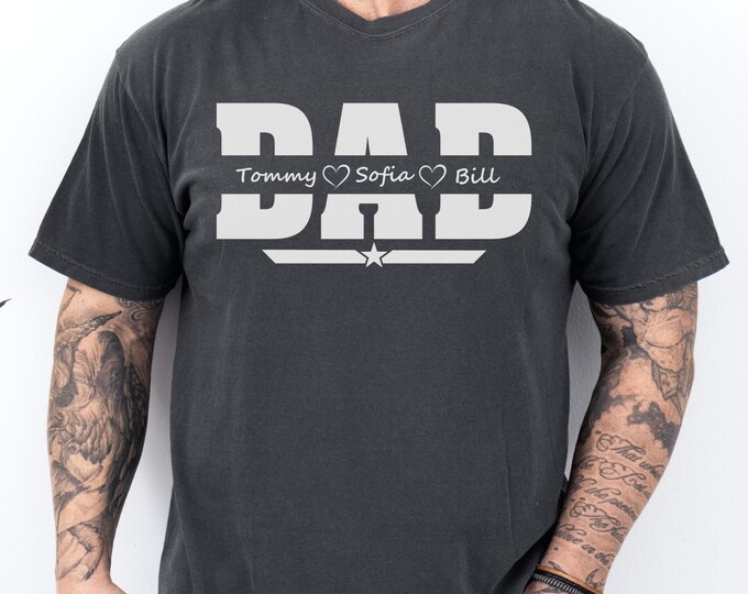 Comfort Colors® Dad Custom Split Tee, Man Myth Legend Dad Fourth of July Independence Day Shirt, Dad USA Flag Shirt Tee,Father's Day Gift