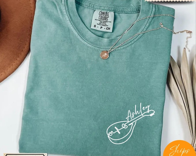 Comfort Colors® Custom Mandolin T-Shirt, Personalized Music Shirt, Mandolin Player Tee, Acoustic Instrument Graphic Shirt