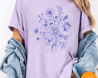 Comfort Colors® Wildflower T-shirt: Boho Cottagecore Floral Tee