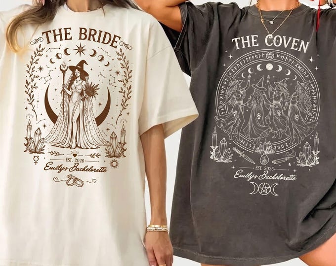 Custom Witchy Bachelorette Shirt - Cozy Comfort Colors Tee Classic Vintage Halloween VHS shirt