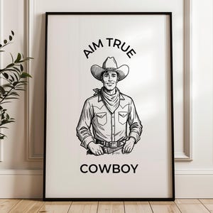 Funny Cowboy Bathroom Wall Art Printable Western Decor Rustic Line Drawing Aesthetic Humor Digital Poster Trendy Country Style Prints AMP-59