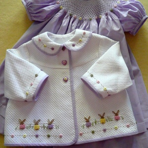 Buttons and Bunnies - Dakota Pique with Pima 1/32&quot; micro check - Sizes 6 months - 3 years (No pattern/instructions)