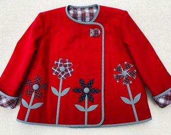 Tartan Garden Red Corduroy Jacket - Sizes 4, 6, 8, or 10