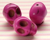 Magenta (dark pink) faux howlite skull beads set of 5