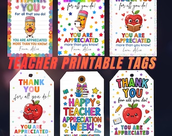 Teacher Appreciation Gift Tags Thank You Teacher Gift Tag Teacher Appreciation Week Gift Tags School Party Favor Printable Label Template