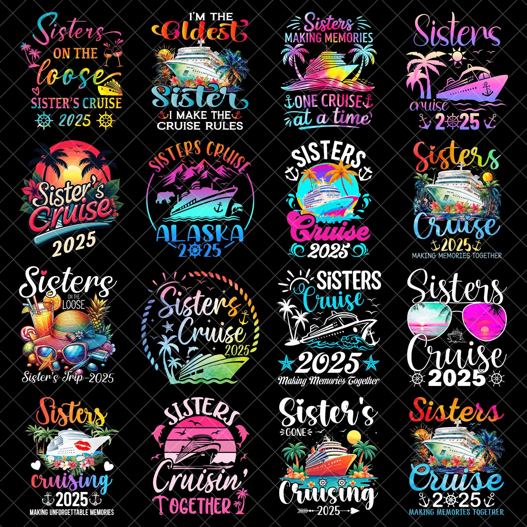 Sisters Cruising 2025 Png bundle, Cruising Together Png, Besties Cruise Png, Girls Trip Png, Sisters Cruise Trip Png Digital Download