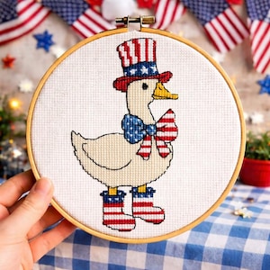 Goose America 250 Cross Stitch Pattern - BPatriotic Floral Embroidery Beginner Friendly (Pattern Keeper Compatible)
