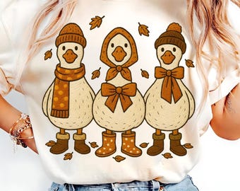 Autumn Goose Png, Fall Coquette Png, Girly Autumn Png, Pumpkin Season Png, Fall Vibes Png, Autumn Leaves Pumpkin Png, Trendy Goose Png