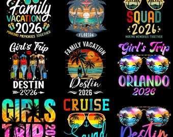 Destin 2026 Family Vacation PNG, Girls Trip Squad Shirt Design, Florida Beach Cruise SVG, Summer Trip Group Matching Tee Digital Download