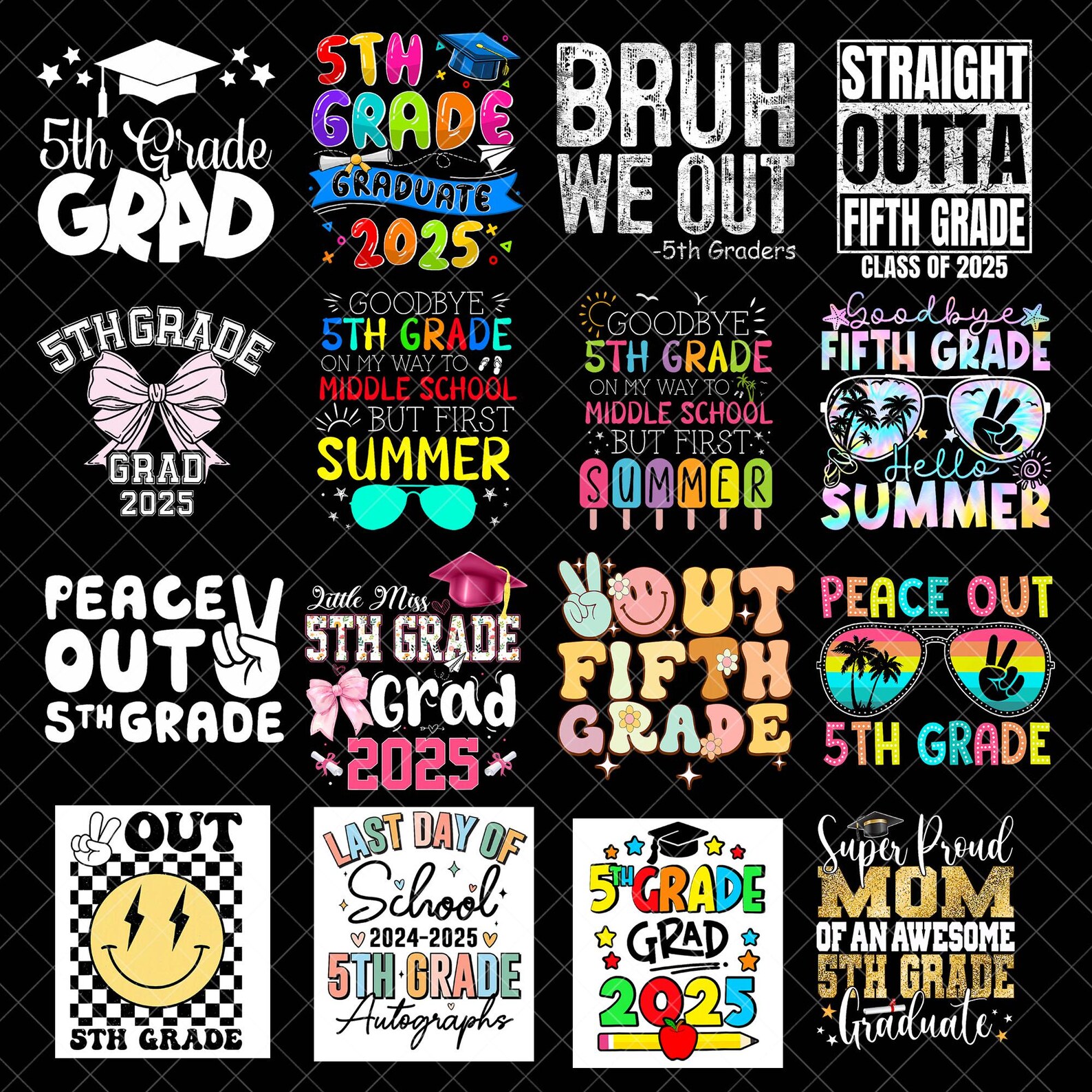5th Grade Grad Png Bundle, 5th Grade Graduation Png, Elementary School ...