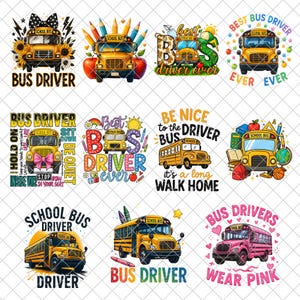 Skolbusschaufför PNG-paket, busschaufför, skoltid, rolig PNG, förare PNG, tillbaka till skolan, busschaufförssublimering, skolbuss PNG