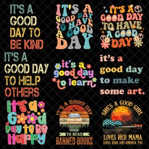 C'est une bonne journée pour être heureux png bundle, santé mentale png, bohème hippie png, affirmations png, inspiration png, citations positives png, été