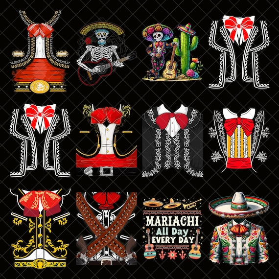 Mariachi Outfit PNG Bundle, Mexican Mariachi Band PNG, Fiesta Sombrero PNG, Cinco de Mayo png, Mexican Party Shirt png