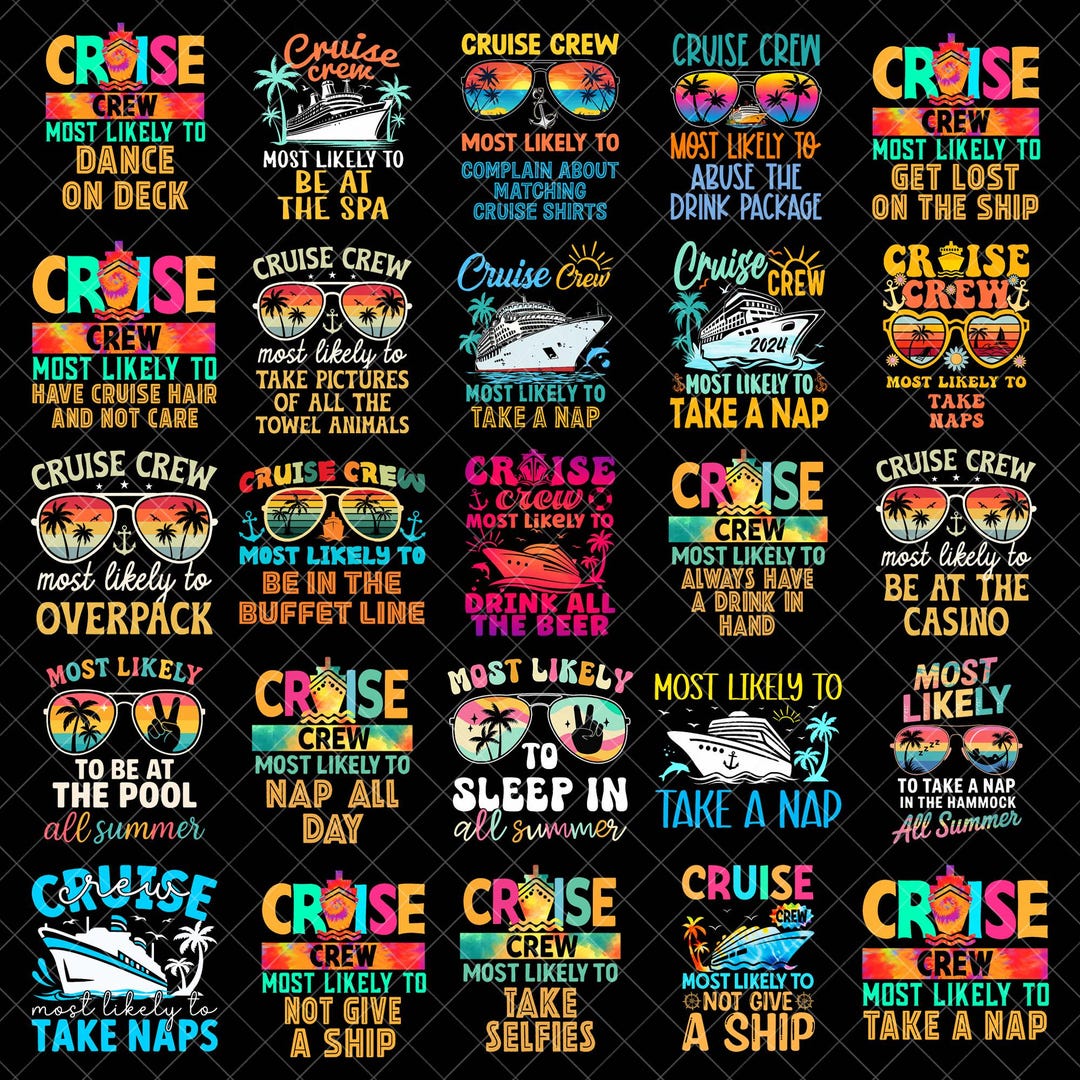 Cruise Crew Most Likely to Take A Nap Png Bundle, Funny Matching Family ...