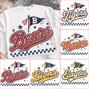 Custom School Mascot Football Baseball Hockey Retro Design PNG, Custom School Team PNG, Custom Mascot PNG, Personalized Football Png