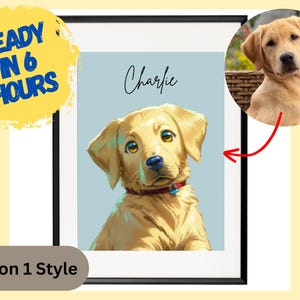 Custom Pet Dog Portrait -  Digital Creation Using Pet Photo Custom, Home Art, Memorial Art, Personalized Names, Colours Cartoon/ Anime Style