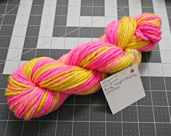 Destash - Handspun yarn, striping neon wool, bulky weight