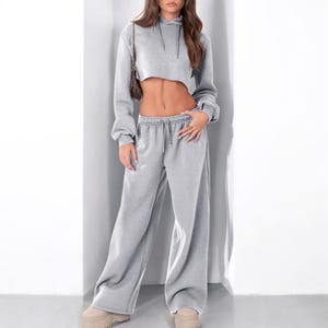 Oversized Sweatpants, High Waist Wide Leg Joggers, Cozy Fleece Lounge Pants, Casual Streetwear Trousers, Soft Relaxed Fit, Gift