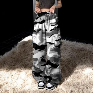 Wide leg camo pants - Etsy Polska