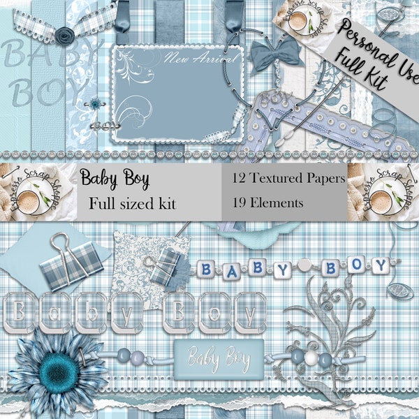 Baby Boy Digital Page Kit by the Espresso Scrap Shoppe
