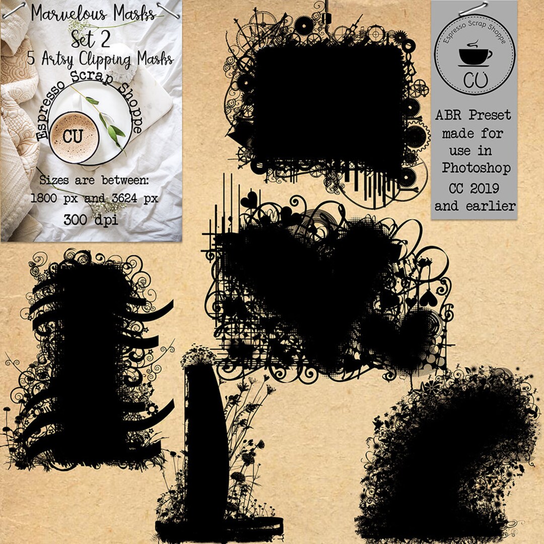 Marvelous Masks Set 2 Floral Clipping Masks for Photoshop - Etsy