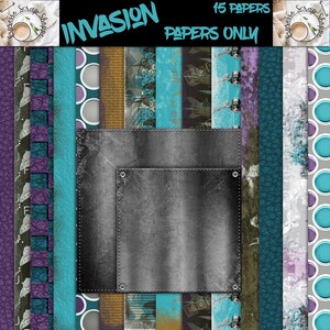 INVASION Digital Scrapbook Papers par l’Espresso Scrap Shoppe