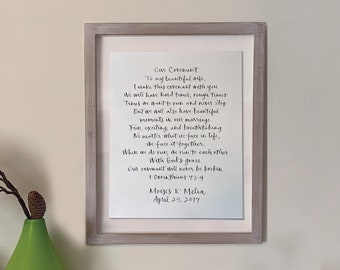 Handwritten Calligraphy for Wedding Vows, Anniversary Gift, Poem, Custom Quote, Song