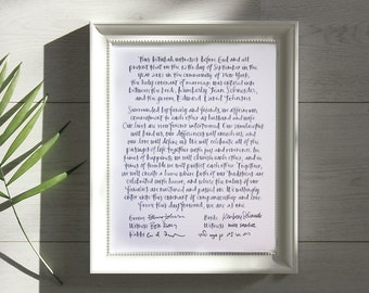 Handwritten Calligraphy Ketubah in English