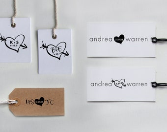 Heart Wedding Stamp with Names and Wedding Date - Personalized Stamp for Thank you notes, wedding favors, gift tags