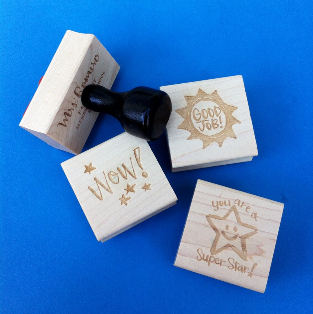 Personalized Teacher Stamp and 3 Mini Stamps Gift Set Etsy