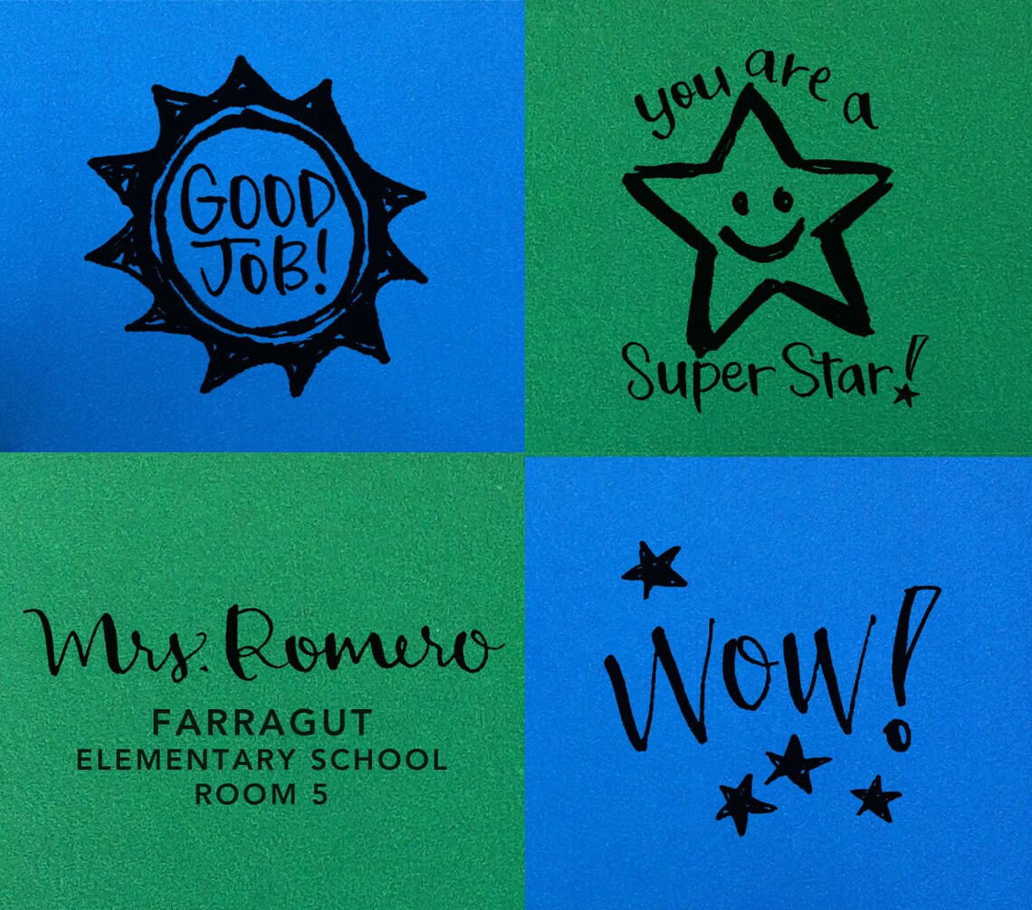 Personalized Teacher Stamp and 3 Mini Stamps Gift Set Etsy